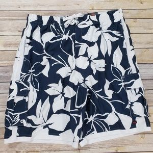Tony Hawk Blue white Hibiscus Swim Shorts 2XL